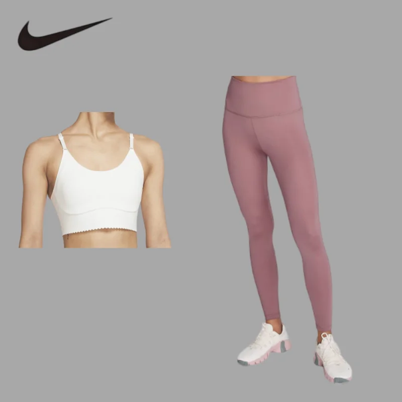 

NIKE Stretch Fitness Yoga Set Stylish Yoga OutfitSoft Skin‑Friendly Yoga Set, Wire‑Free Sports Bra OutfitCZ7645-010+DM7279-208