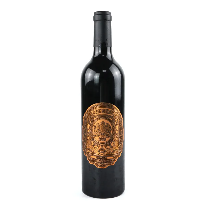 custom.Custom Waterproof Textured Wine Label 3D Embossed Silver Paper Sticker Labels Bottles