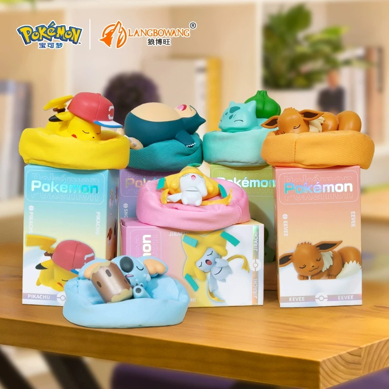 In Stock Original Langbowang Toys Pokemon Sleep Pikachu Snorlax Bulbasaur Eevee Jirachi Kawaii Anime Figures Model Toys Gifts