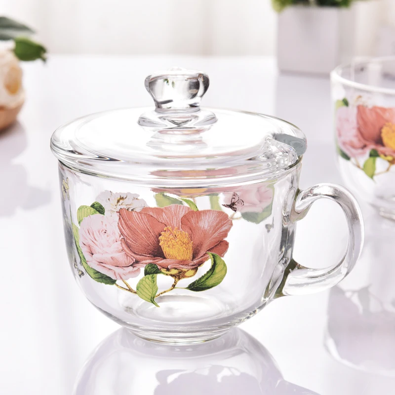 

Heat Resistant Glass Cup for Office Use Tea Brewing Milk Drinking Large Cup with Handle Water Cup for Home And Busin