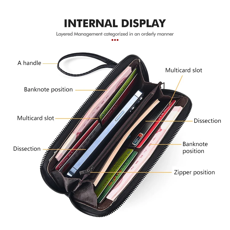 Long Men Zipper Hasp Wallet Phone Bag Card Holder Coin Pocket For BMW 1 3 5 Series G30 G32 G38 2021 2020 2019 2018 E46 E91 view 3