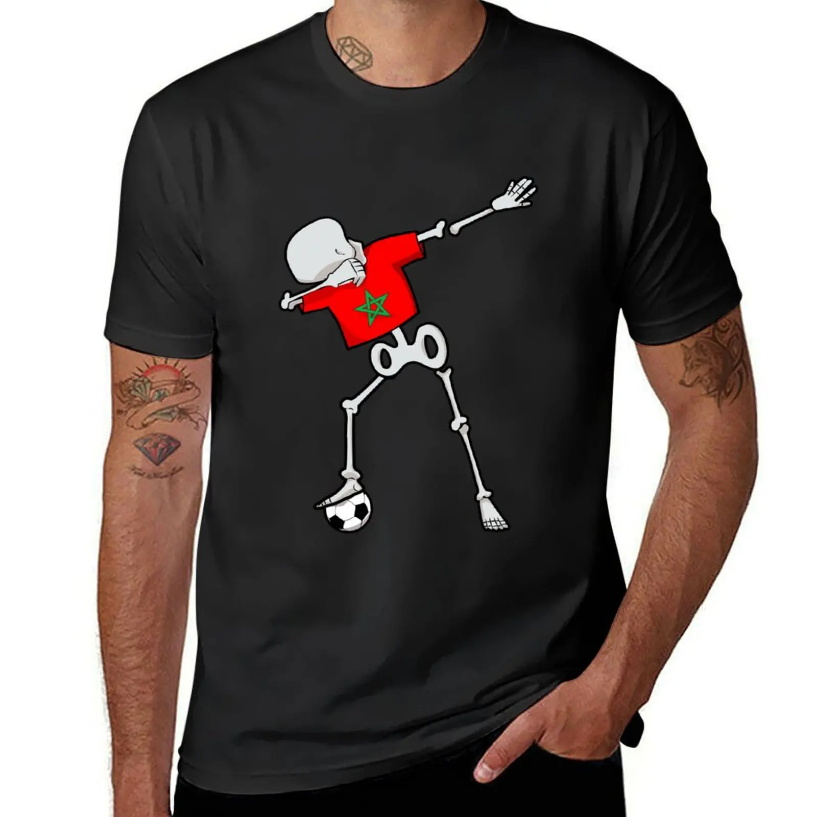 

Dabbing Soccer Football Skeleton Morocco T-Shirt anime clothes quick-drying black t shirts for men