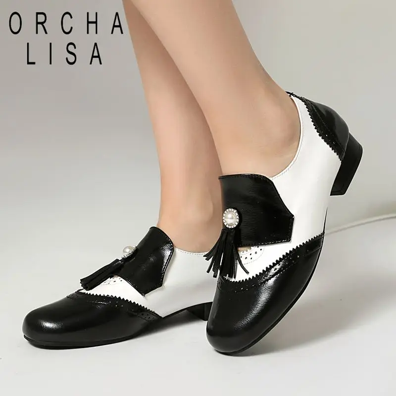 

ORCHA LISA Женские туфли-лоферы без каблука с круглым носком, повседневные, с бахромой, разноцветные, увеличенные размеры 46, 47, 48, осенняя коллекция