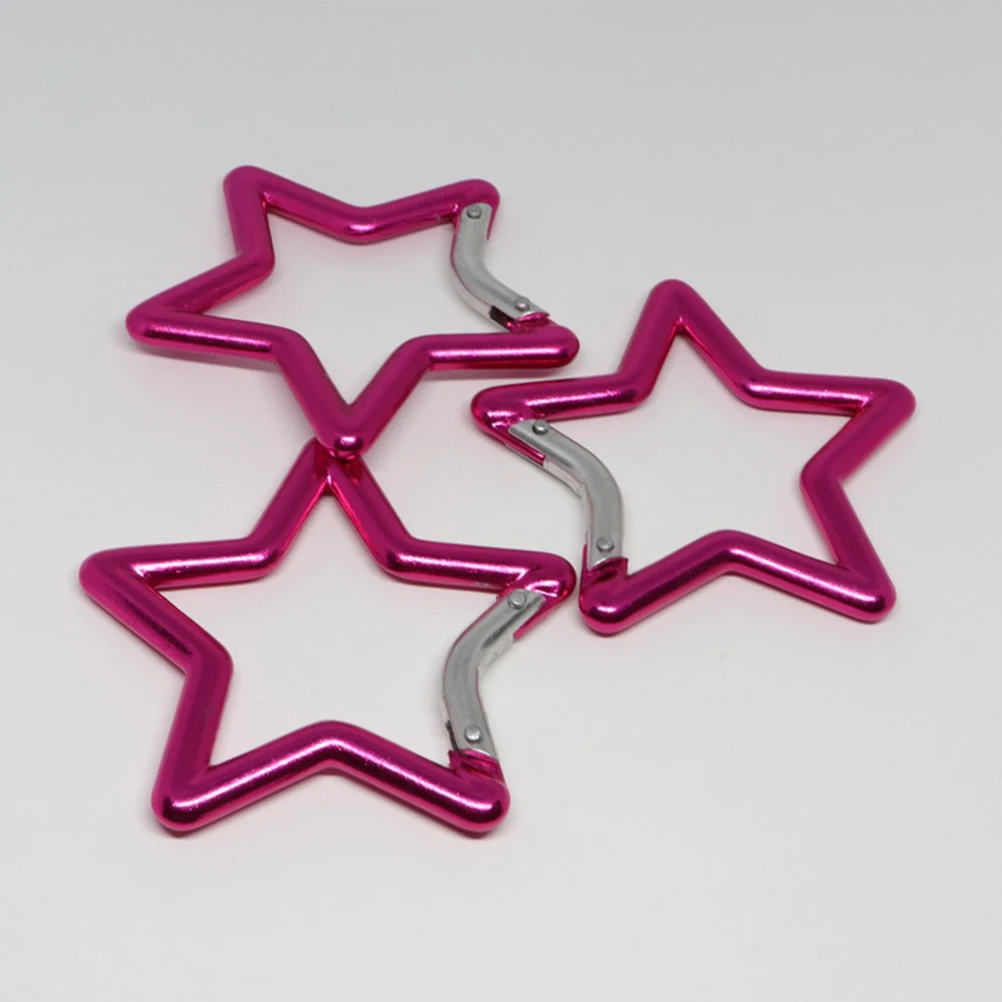 

5pcs 6.6cm Climbing Button Carabiner Five-pointed Star Shape Heteromorphism Mountaineering Hook for Men Women (Random Color)
