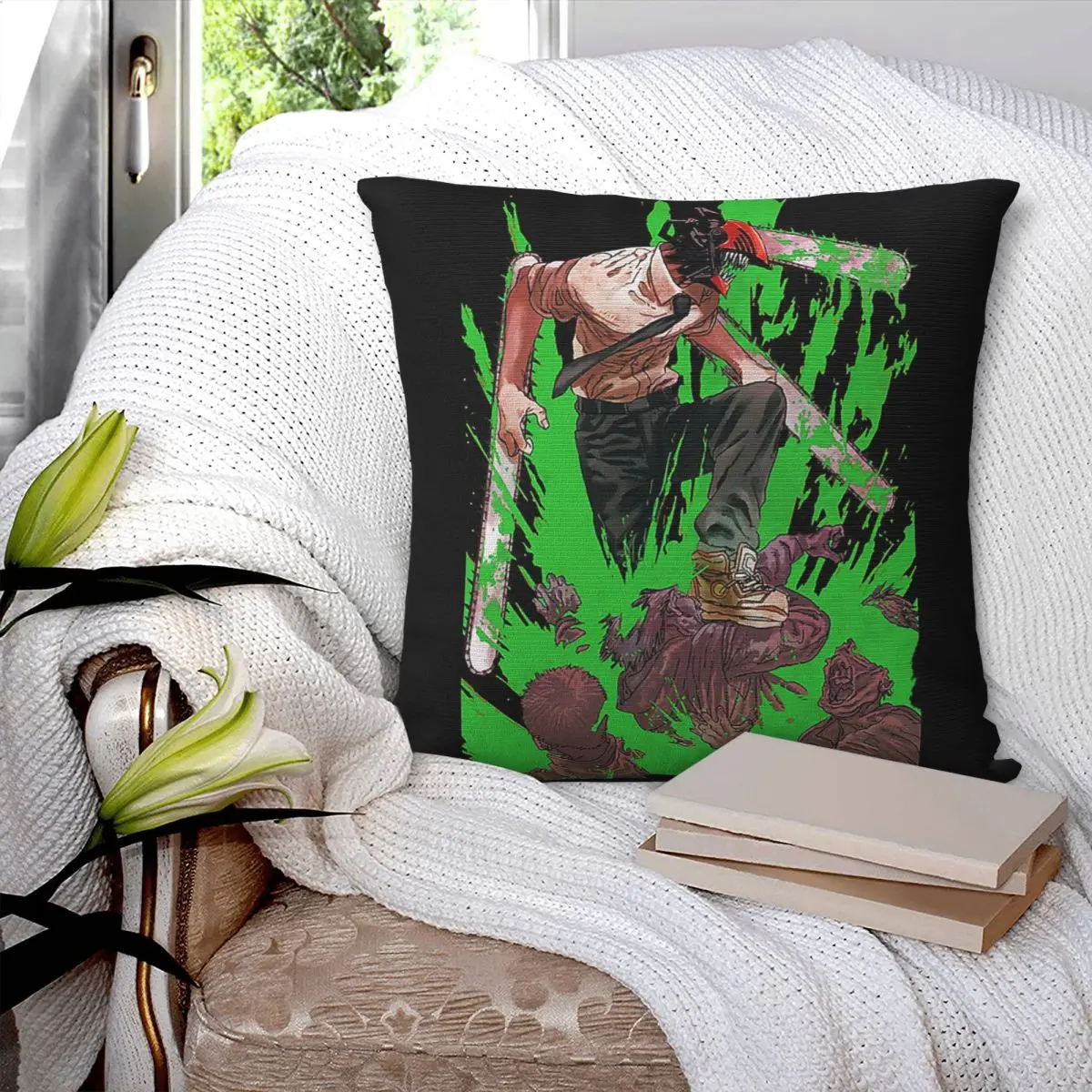 Denjis Sacrifices The Price Of Power Chainsaw Square Pillowcase Polyester Pillow Cover Comfort Throw Pillow For Home Bedroom