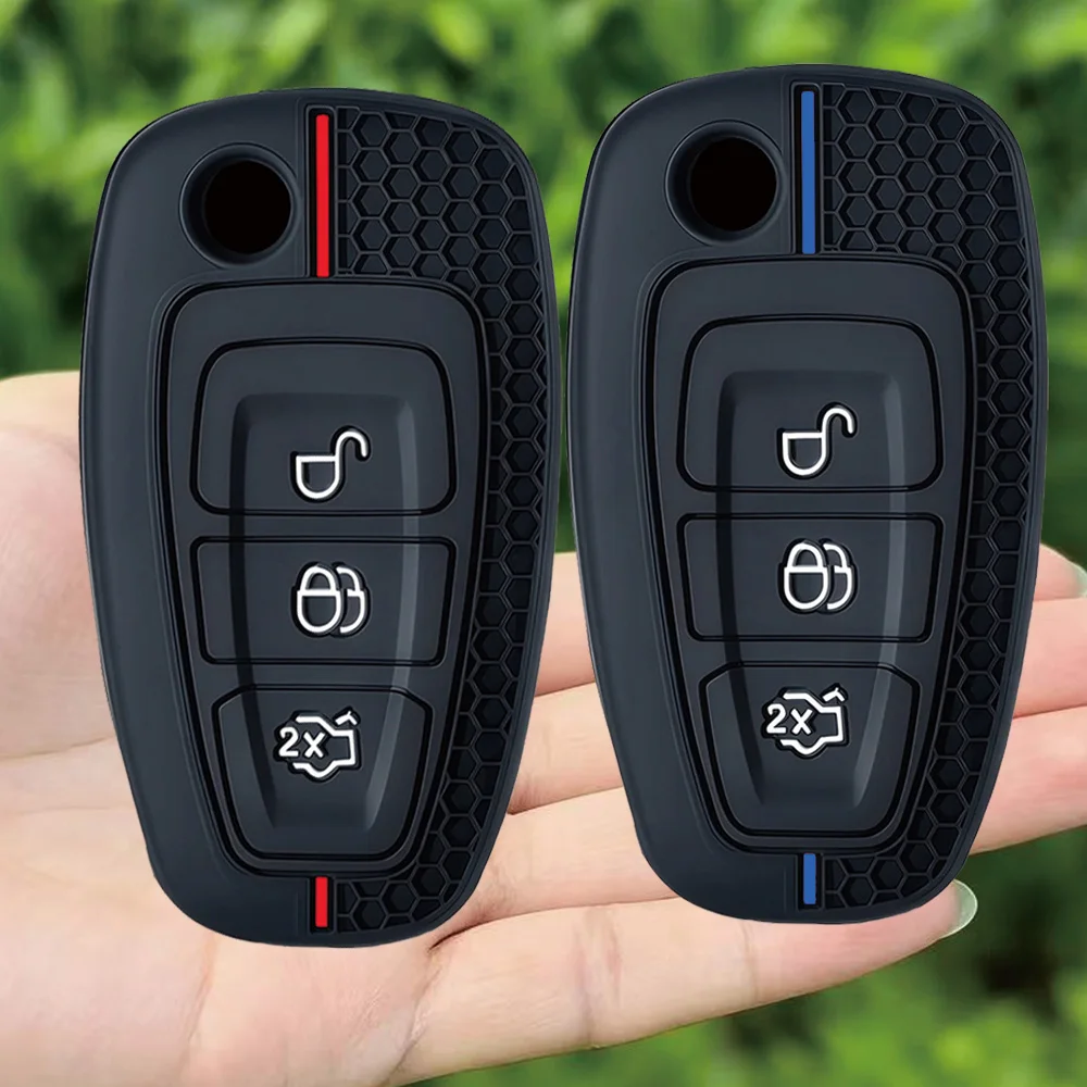Funda de silicona plegable para llave de coche, 3 botones, para Ford Focus Mondeo Fiesta 2013, funda para mando a distancia