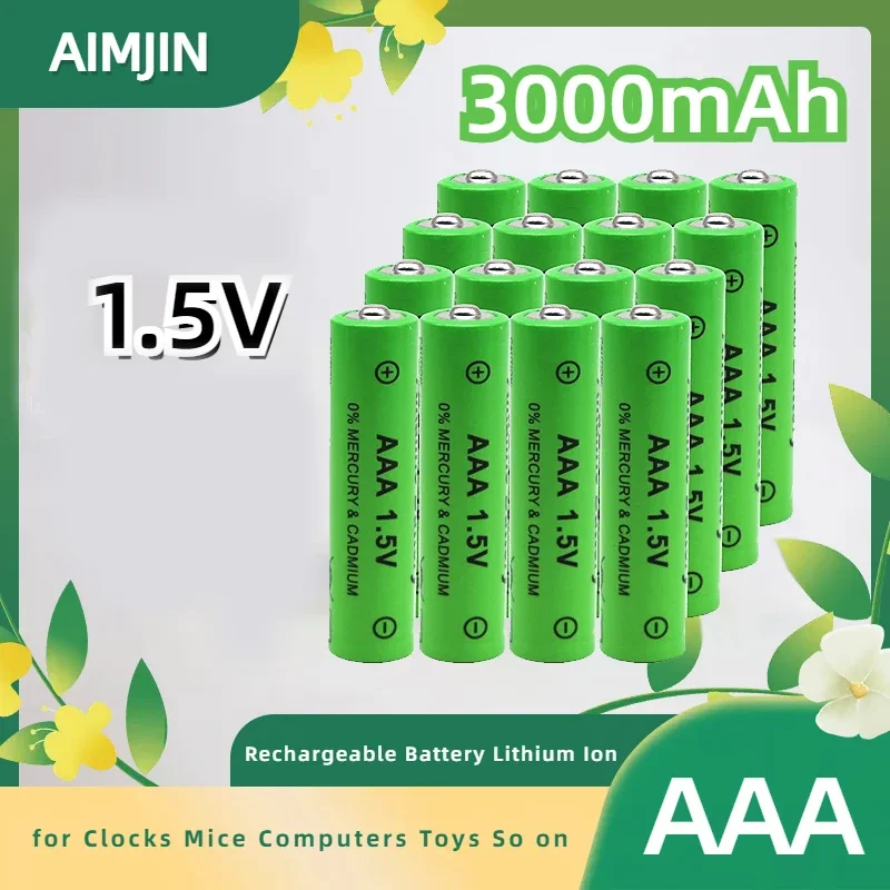 

2024 3000mAh AAA 1.5V Battery Rechargeable Battery Lithium ion for Clocks Mice Computers Toys so on