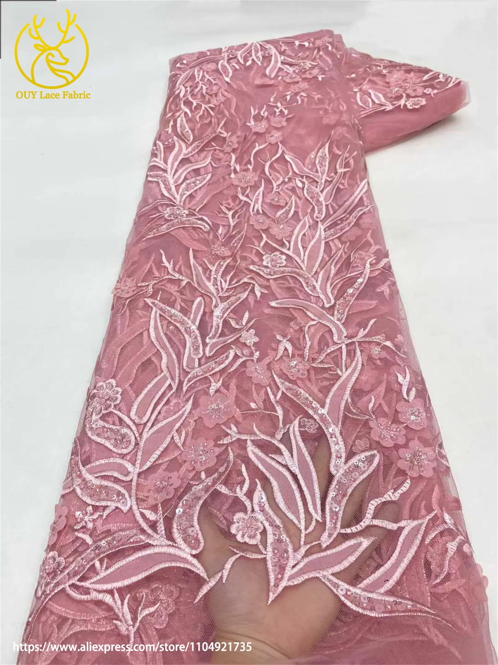 Mode Französisch Mesh Bräutigam Bestickte Spitze Stoff Hohe Qualität Afrikanische Nigerian Pailletten Spitze Stoff Damen Hochzeit Party Kleider – Detail 11