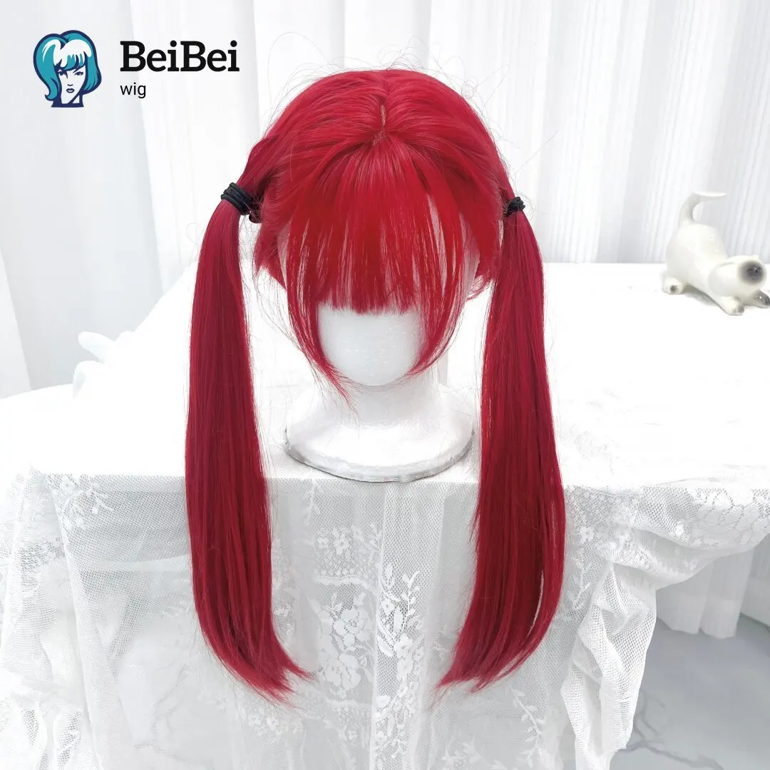 

Red Long Straight Lolita Synthetic Wigs with Bangs 24Inch for Girls with Heat Resistant Fibers Natural Hairline Cosplay Party 가발