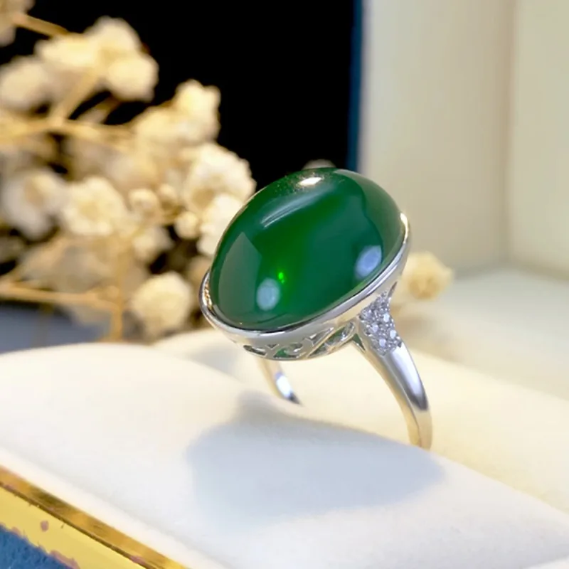 イミテーショングリーンカラー翡翠リング女性用、プレミアム、エレガント、シンプル、トレンディ、パーティー、ジュエリー、アクセサリー、ギフト、ファッション