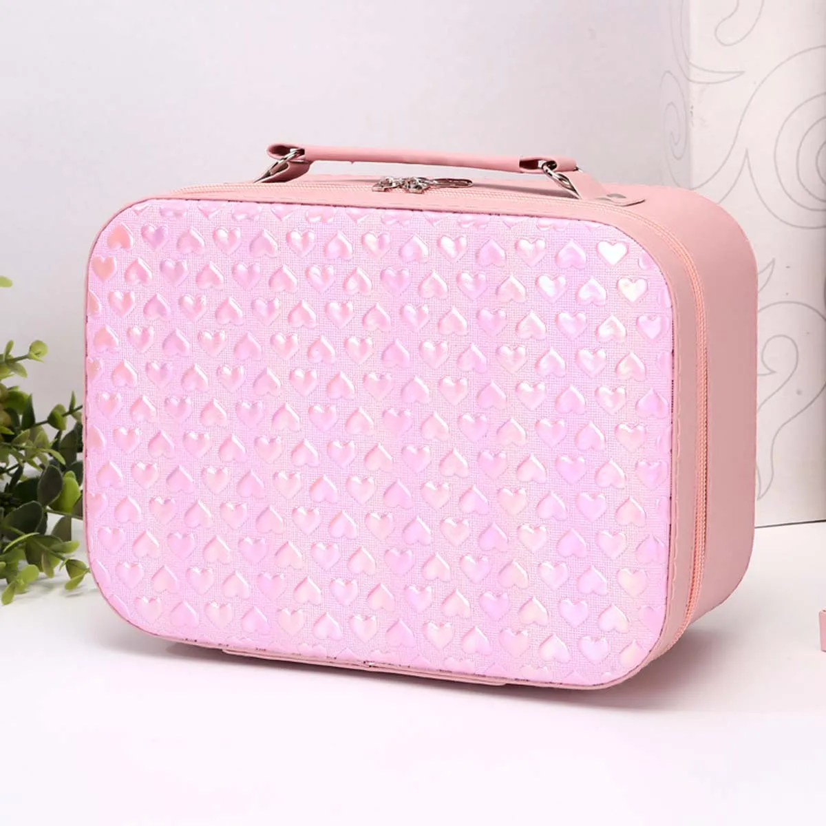 Portable heart makeup case Portable storage makeup bag Women's large capacity travel case new makeup brush case