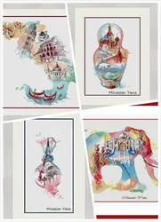 National City Silhouette Needlework, Embroidery, Cross Stitch Kits Set, DIY 14CT, Unprinted Arts, Cross-Stitching, Home Decor