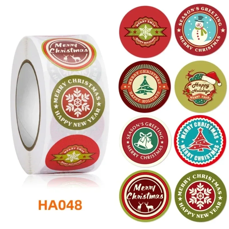 50-500Pcs Christmas Tree Santa Claus Merry Christmas Stickers 2.5cm Gift Sealing Stickers Holiday Candy Bag Box Decoration