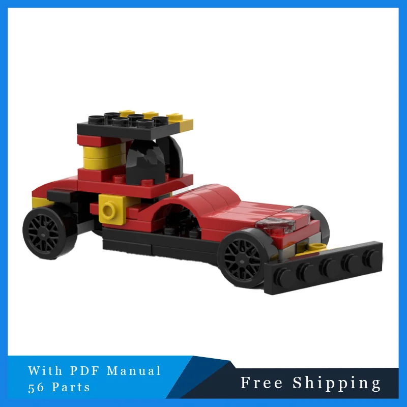 

56 Parts Mini Red Bulldozer Models Building Blocks MOC City Construction Engineering Vehicle Brick Educational DIY Toy Boys Gift