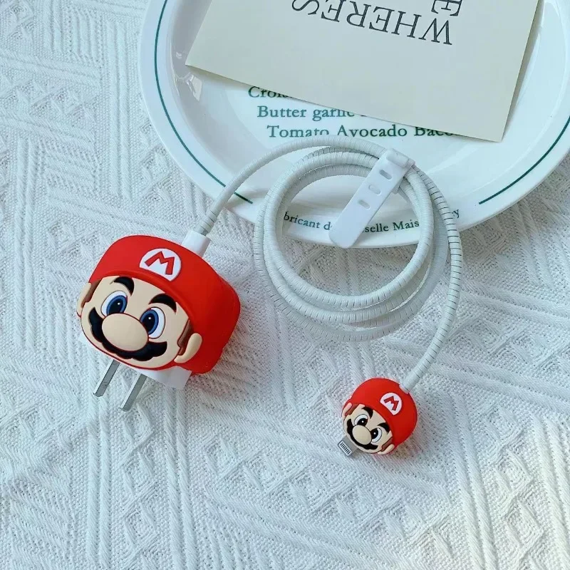 Super Mairo Bros USB Cable Protector for Iphone 18 20W Anime Data Line Cord Protector Protective Case Data Line Spiral Winder