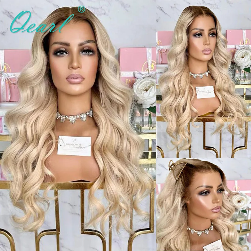 Wig Real Human Hair Ombre Blonde Full Lace Wig HD Transparent Natural Women Lace Frontal Wigs Top Sale Loose Deep Wave Qearl