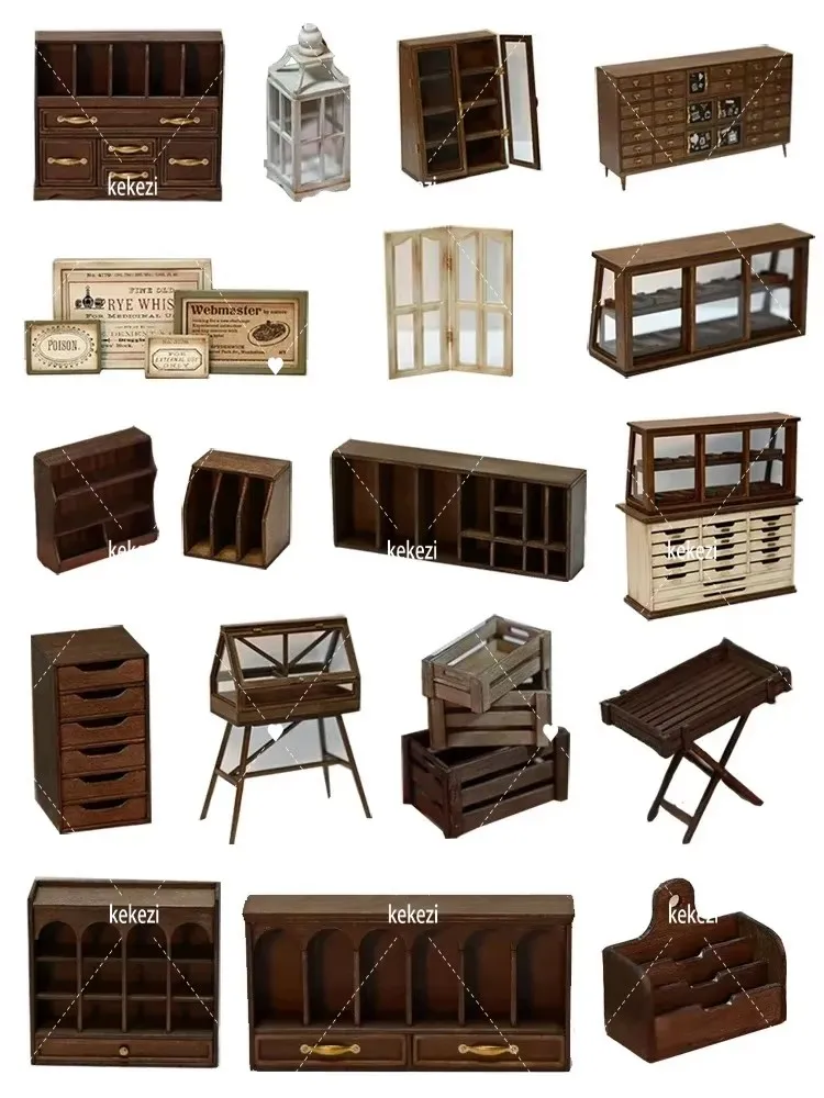 1:6 Dollhouse Ornament Mini Dessert Display Cabinet Sunshine Greenhouse Gardening Console Miniaturie DIY Furniture Material Pack