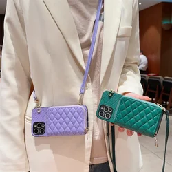 Zipper Wallet Crossbody Phone Case for IPhone 16 15 14 13 12 11 Pro XS Max X XR 7 8 Plus Organ Card Slot Holder Leather Cover