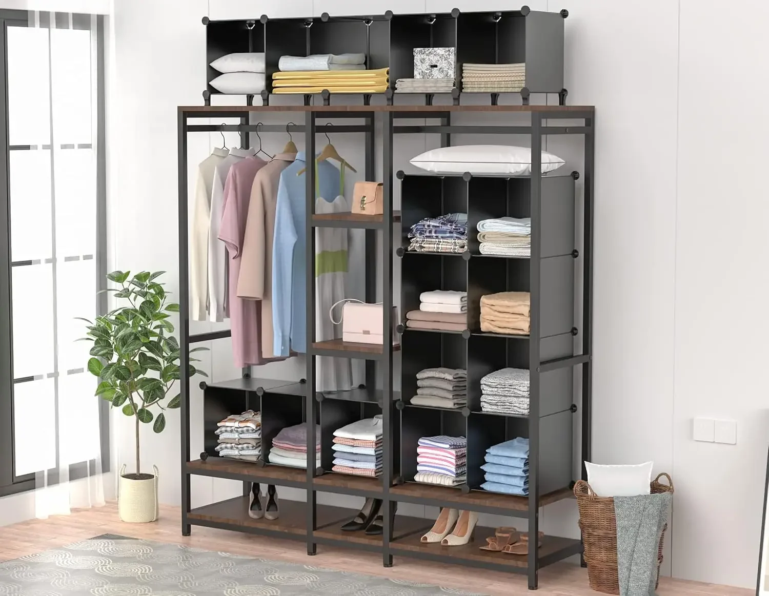 HOMIDEC Closet Organizer, 12-cube Closet Organizers and Storage, Portable Closet Storage Shelves, Clothing Storage for Kids, Clo