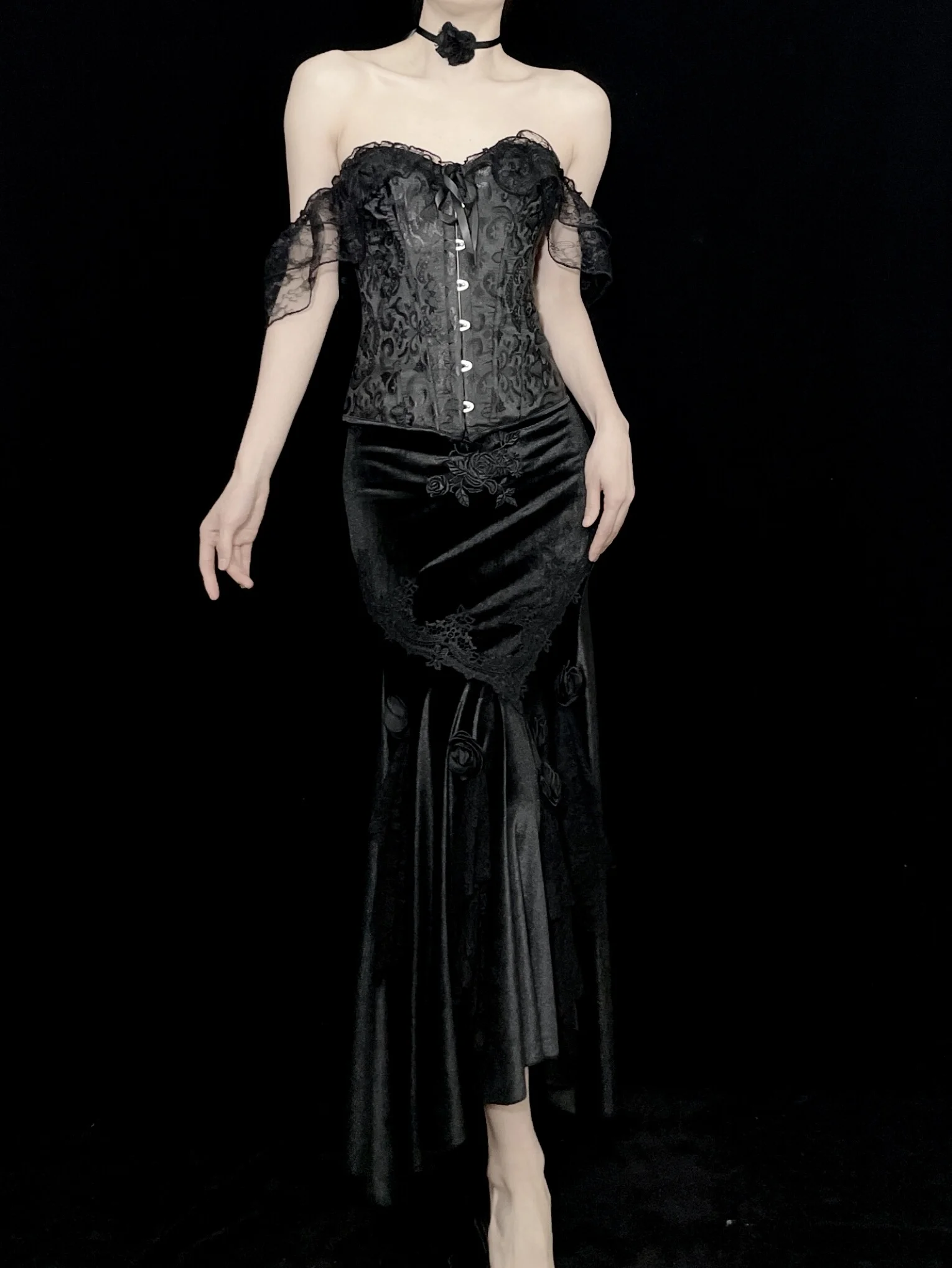 

Gothic Rose Print Slim Fit Skirt for Women k Sle Sexy Trendy Spring New Arrival Polyester Fiber A-Line Skirt