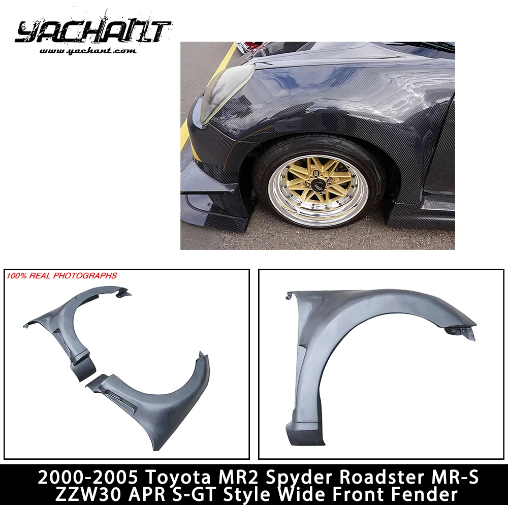 Guardabarros delantero ancho de fibra de vidrio FRP compatible con Toyota MR2 Spyder Roadster MR-S ZZW30 2000-2005, estilo APR S-GT.