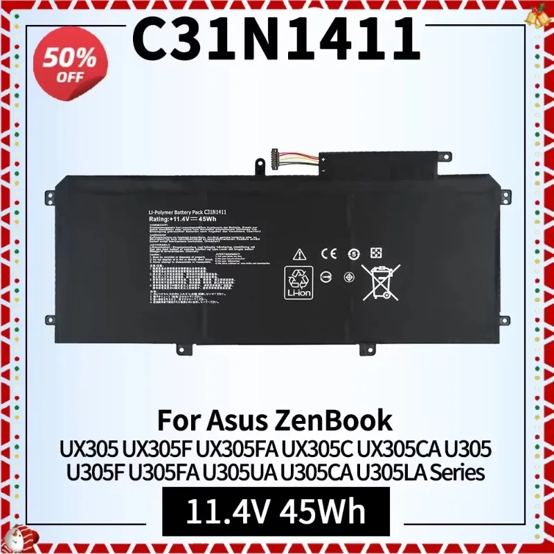 Laptop Battery C31N1411 Compatible for ASUS ZenBook C31N1411 UX305 UX305F UX305FA UX305C UX305CA U305 U305F U305FA U305UA U305CA