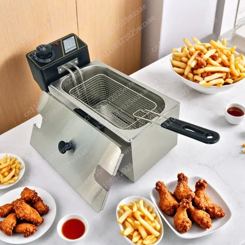 Double-cylinder fryer, fried skewers, fried chicken thighs, fried whole chicken stall artifact, commercial timing fryer
