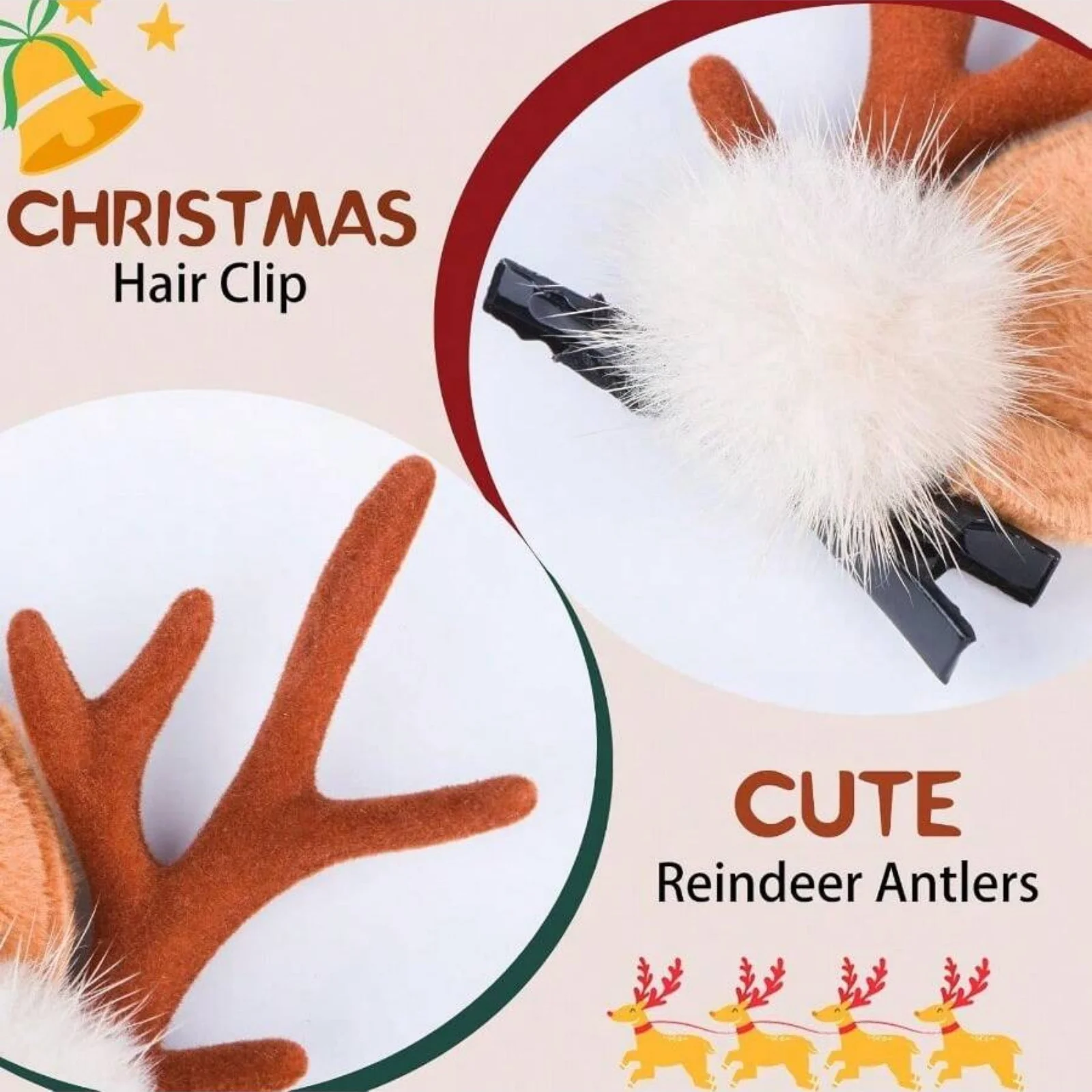 Set Bandeaux Renne Et Pinces Bonhomme De Neige – Noël Rouge Et Doré – Costume Fête, Cosplay