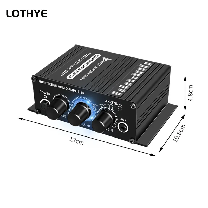 Mini Audio Power Amplifier 2 Channel 20W+20W HIFI Digital Stereo Audio Power Sound Amplifier Karaoke Home Car Theater AUX DC 12V