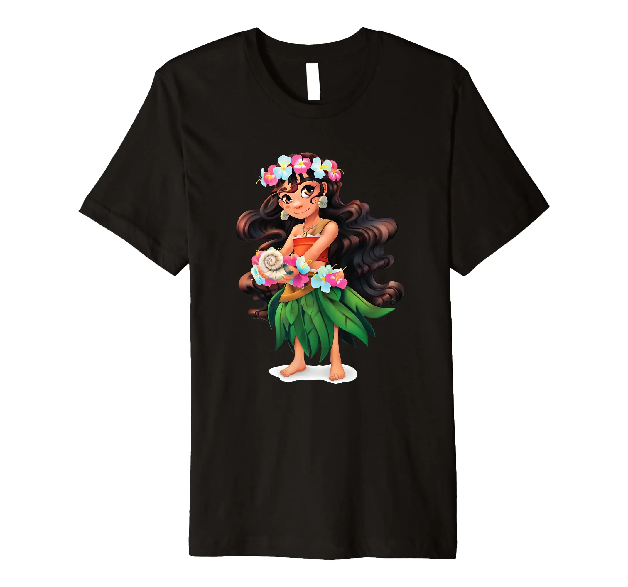 Aloha Hawaiian Girl Dancer - Detailed Graphic Design Premium T-Shirt