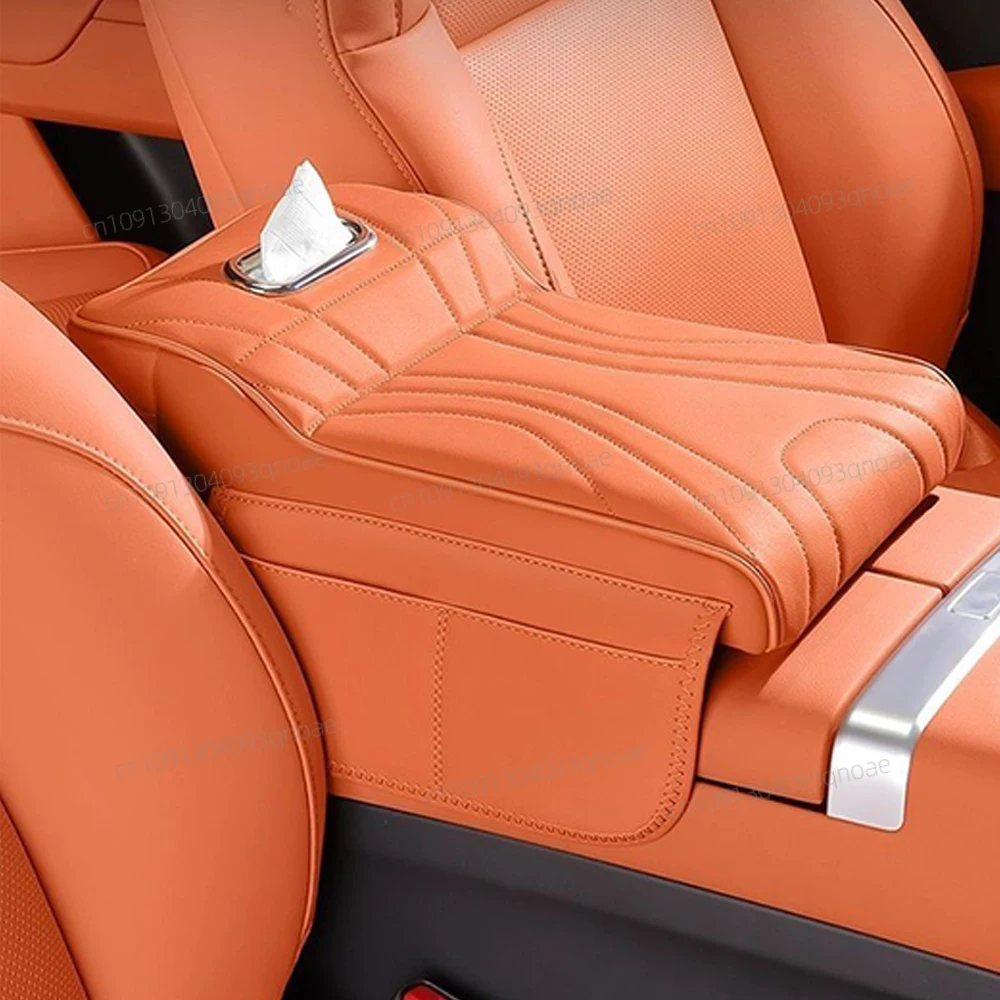 

For Haval H9 2rd 2024 2025 Car Armrest Box Height Increase Pad Leather Protective Cover Storage Bag Auto Styling Accessories