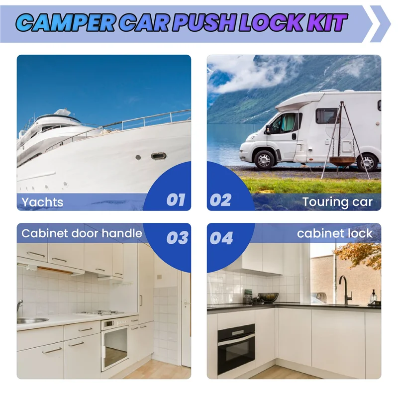 

3PCS Car Push Lock RV Caravan Boat Motor Home Cabinet Drawer Latch Button Locks Keyless Door Lock Hardware