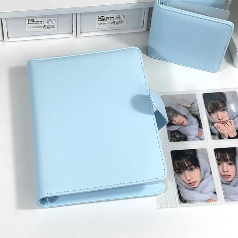 

Blue A5 Kpop Idol Binder Photocard Holder PU Photo Album Photocards Collect Book Card Storage Kawaii Stationery
