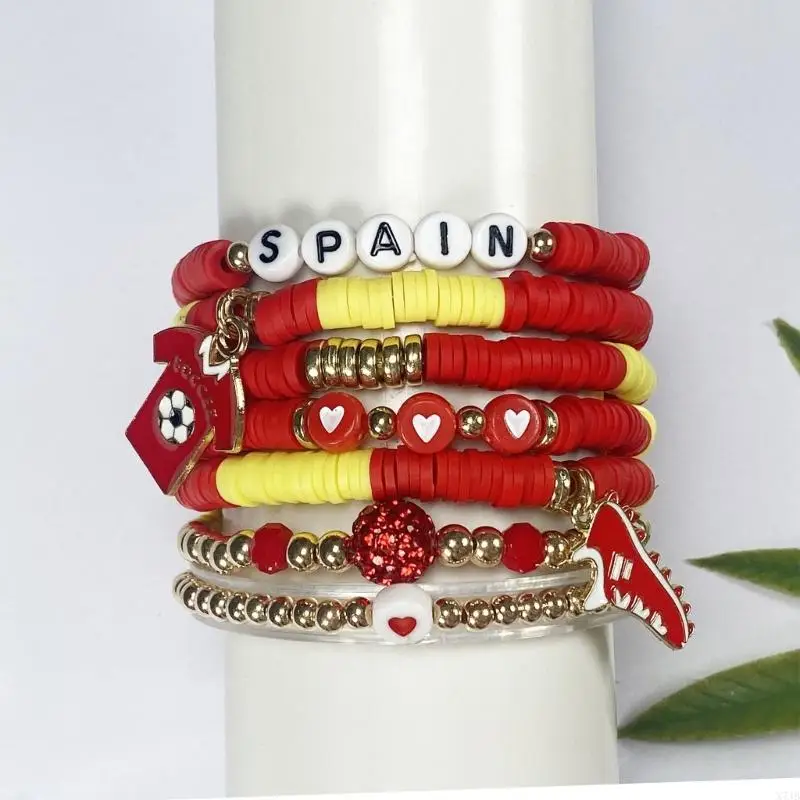  Multicolor Soccer Matching Bracelet Elastic Wristband For Football Supporters