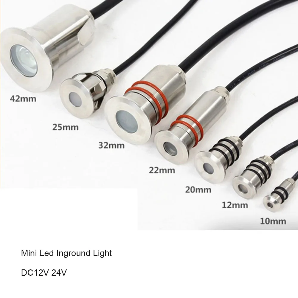 10 Pack IP67 Outdoor Spotlight, 12V/24V Stainless Steel 1W/3W Mini LED Step Light, Inground Pool Underwater & Garden Light