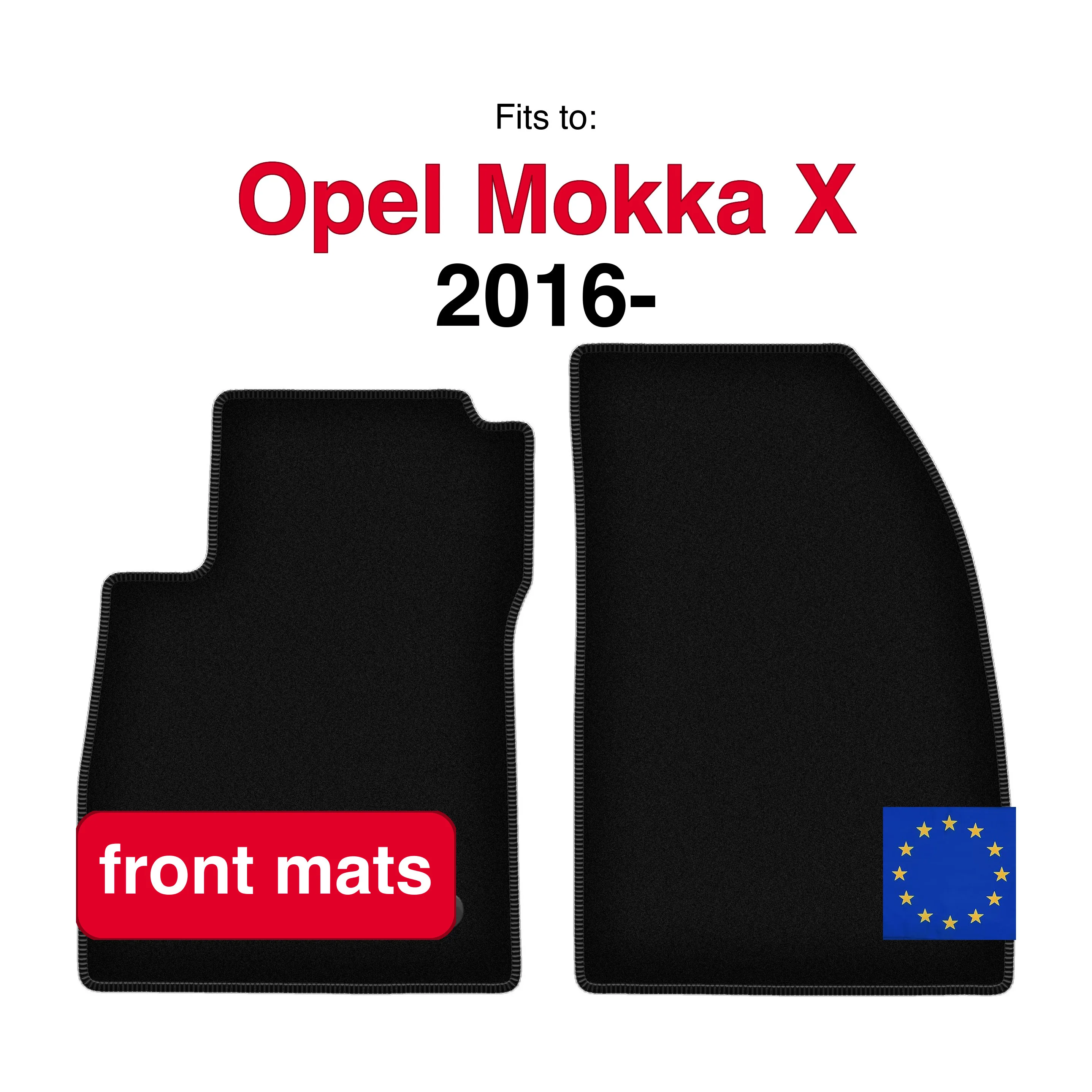Velour voorste vloermatten voor Opel Mokka X crossover (2016-) - Zwart (2 stuks) set auto vloermatten voor de voorkant van de auto