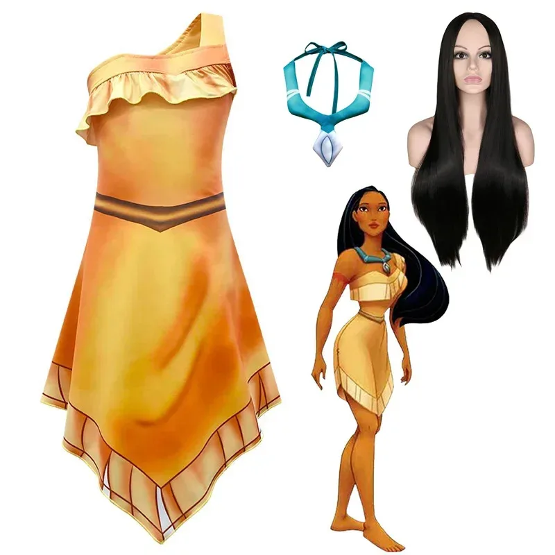 

Girls sexy Princess pocahontas costume Kids Indian Cosplay costumes for Children halloween costumes Dress wig