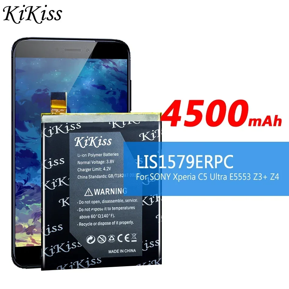 KiKiss Battery LIS1579ERPC 4500mAh For Sony Xperia C5 Ultra E5553/Z4 Dual E6533/ Z3+ Z3 Plus NEO E6553 SO-03G Bateria