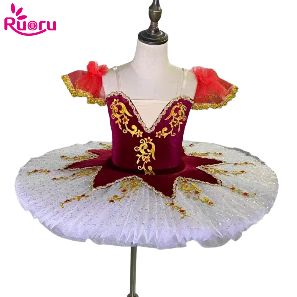 

Ruoru Dance Costume Ballet Leotards for Girls Professional Ballet Tutu Dress Dancewear Stage Ballet Dress Pancake Ballerina