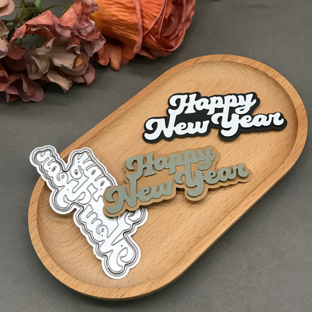 

Happy New Year Metal Cutting Dies Stencils For DIY Scrapbooking Decorative Embossing Handcraft Die CutsTemplate