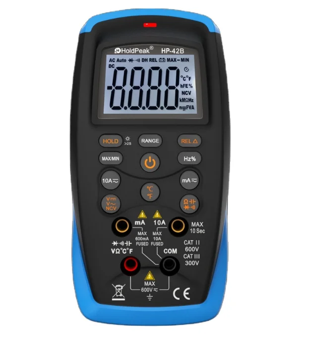 HoldPeak HP-42B, 6000-digit Auto-Range True RMS Digital Multimeter with Pushbutton Pocket LCD Display