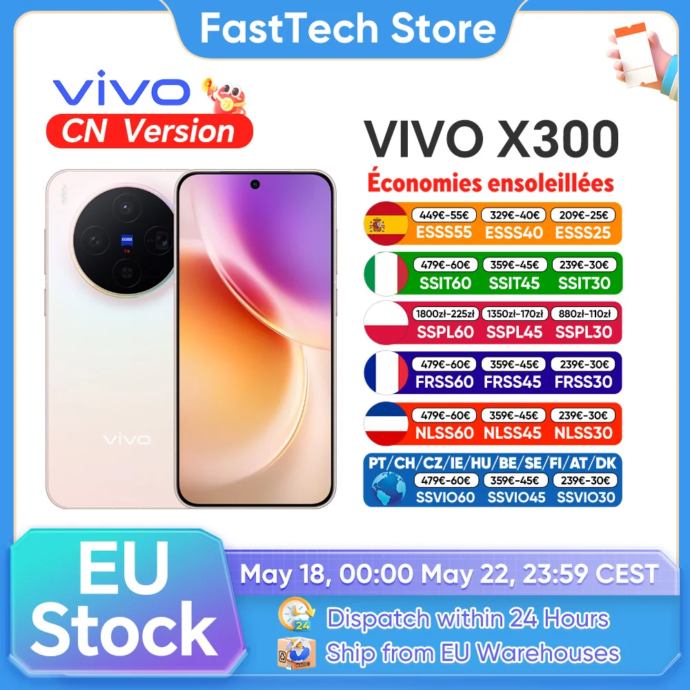 Smartphone VIVO X300 5G, 6040 mAh, 90 W Super OOC, écran AMOLED 6,31 pouces 120 Hz, triple caméra Zeiss 200 MP, Dimensity 9500