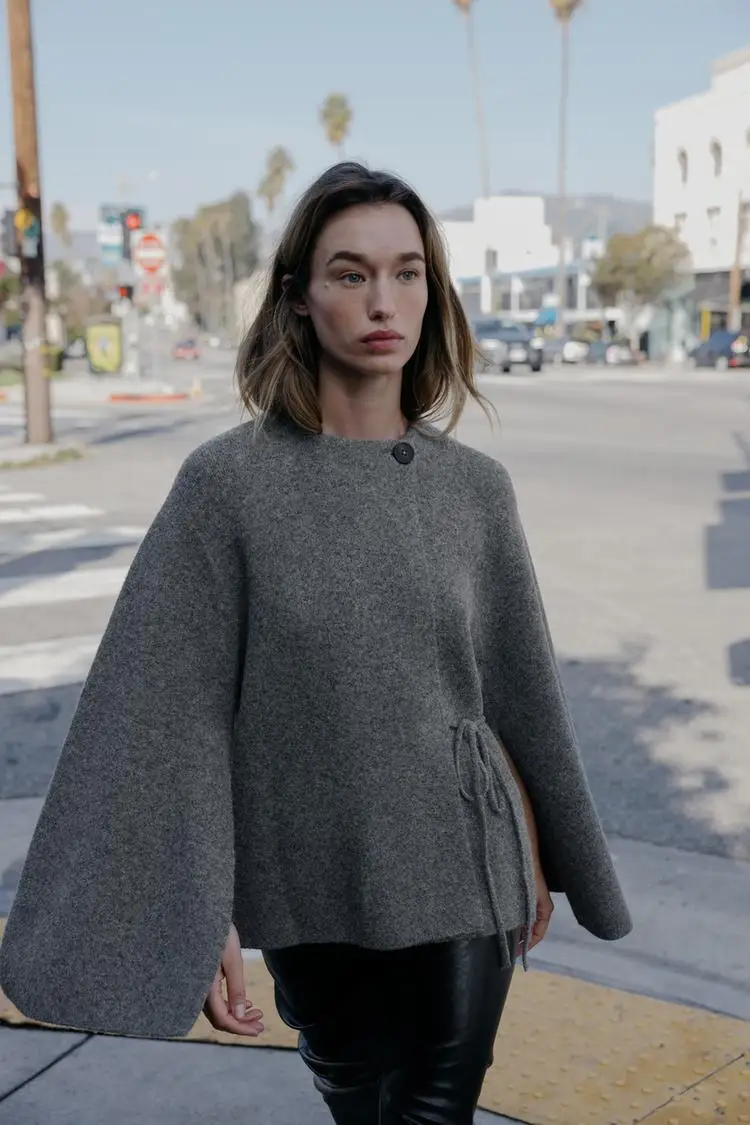 

YY2766 Autumn/Winter 25 New Style Lazy Style Retro Kimono Style Knitted Open Sleeve Coat cardigan Coat for Women 2756146