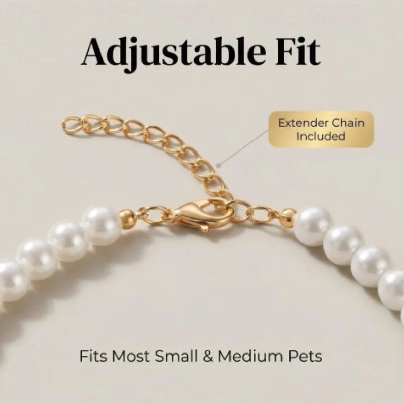 Verstellbares Katzenhalsband für Kätzchen mit Hochwertigen Simulationsperlen Niedliches Exquisites Sommer-Haustier-Halsband mit Halsdekoration – Detail 6