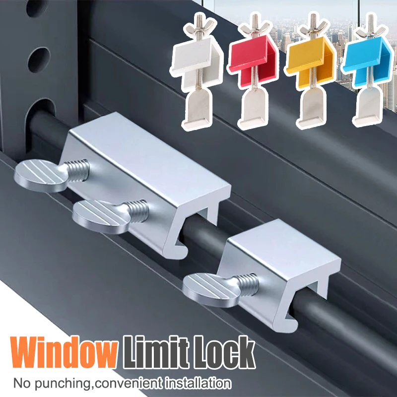 Adjustable Window Lock Stopper Safety Locks for Kids and Pets Anti-theft Door Lock Non Punch Sliding Window Lock Hardware