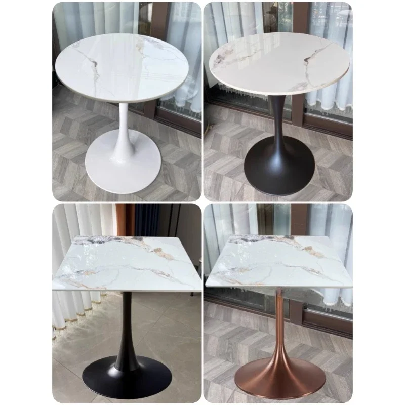 

Light luxury bright rock slab negotiation round table milk tea dessert shop fast food small square table cafe barbecue shop tabl