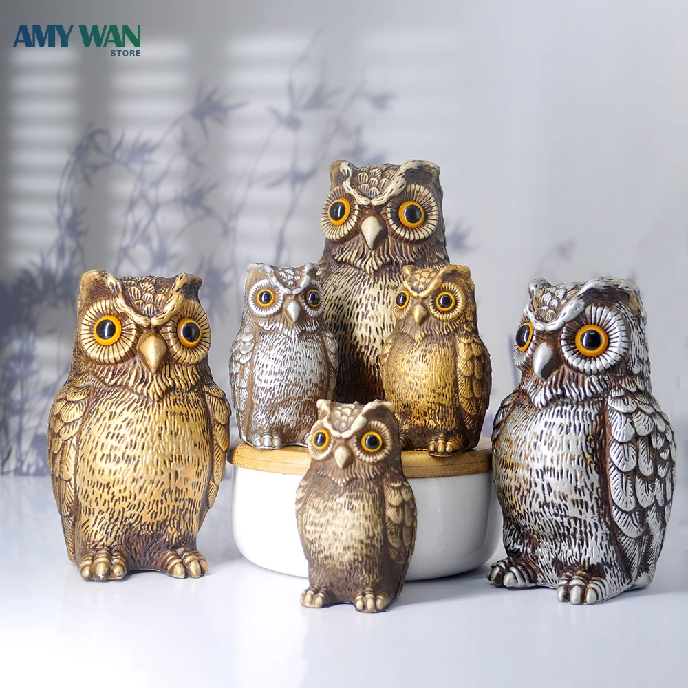 Decorative Owl Realistic Animal Scarecrow Decor Lawn Garden Miniatures Figurine Home and Garden Statue Decoration Accessories