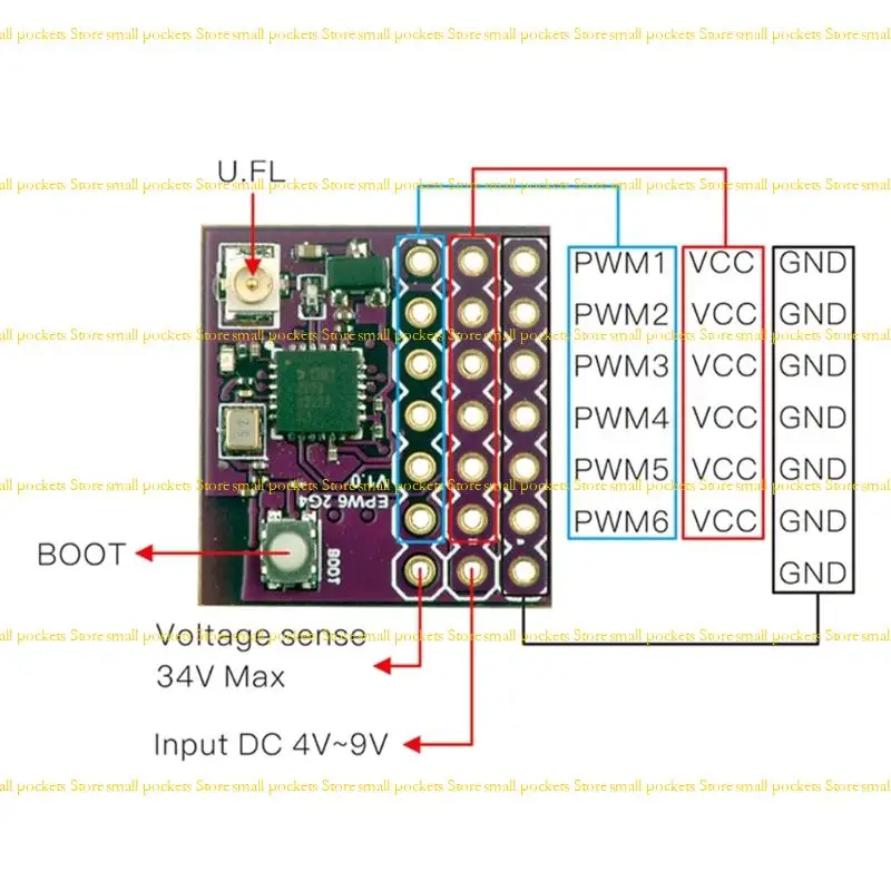 R1WD High Accuracy 6 Channel Unmanned vehicle Receiver with Lightweight PCB Design for Stable Transmission