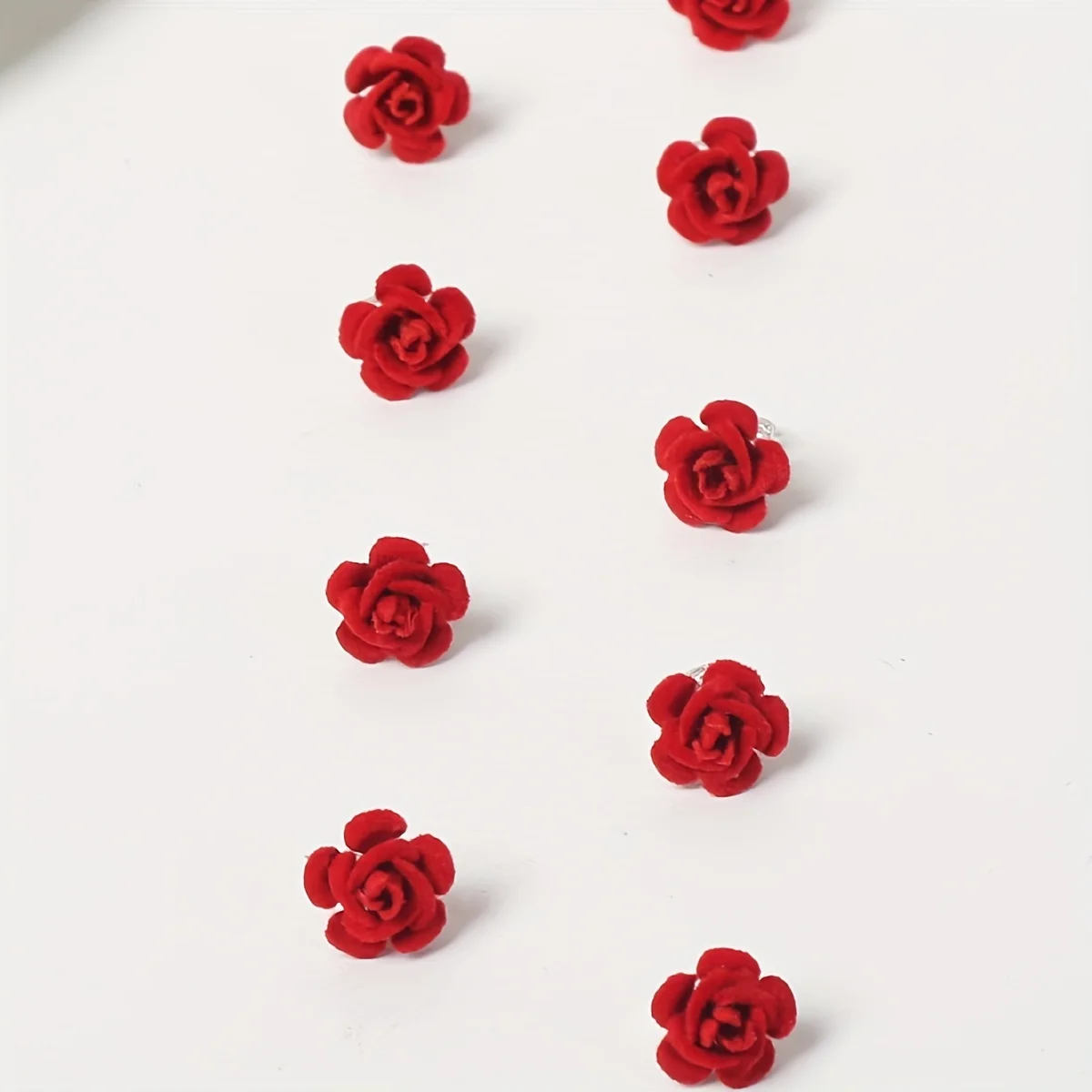10 Teile/satz Rote Rose Haar Clip Geflochtene Haar Seite Clips Net Rote Blume Blüten Headwear Braut Party Dekoration Haar Zubehör – Detail 5