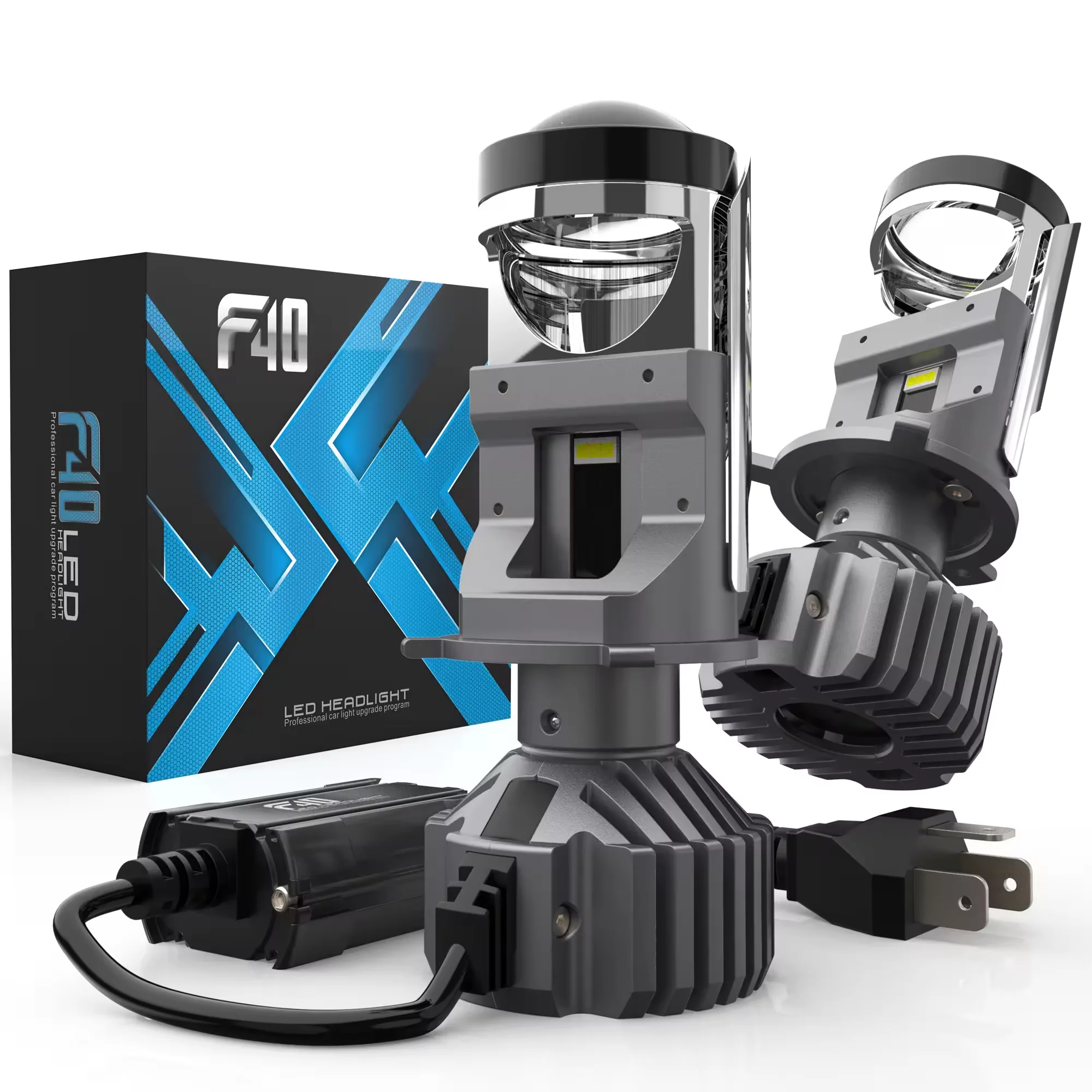 

F40 LED H4 110W 30000LM LED Mini H4 Bi-led Lens Projector Lenses For Headlight 9003 HB2 6000K Turbo Fan Car Accessories Retrofit